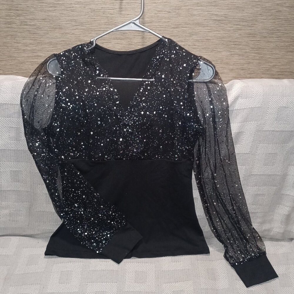 See-through, long sleeve top